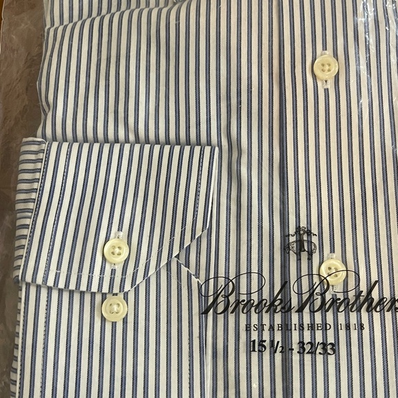 Brooks Brothers Regent Non Iron Cotton Blue Stripe Dress Shirt  new - Picture 4 of 7